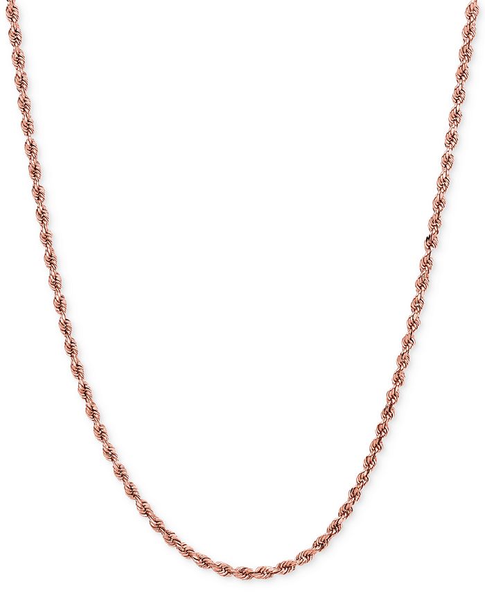 Italian Gold - Rope Chain (1-3/4mm) Necklace in 14k Rose Gold