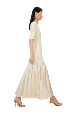 karen millen cream dress KAREN MILLEN Karen Millen x Lydia Millen - Chemical Lace Slub Organdie Maxi  Dress