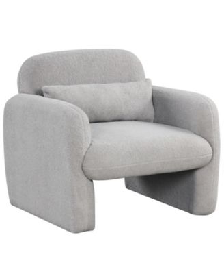 Upholstered Accent Chair with Lumbar Pillow and Armrests for Living Room Bedroom