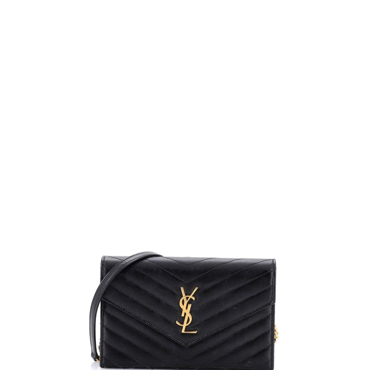 Small Classic Monogram Wallet on Chain Matelasse Chevron Leather