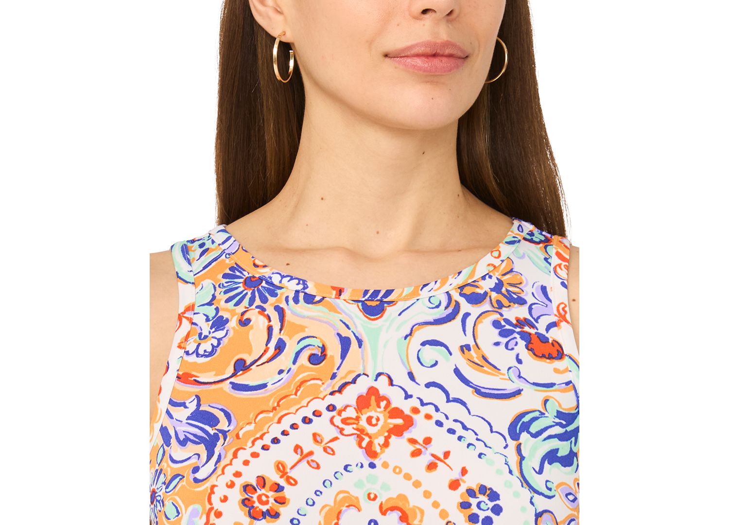 Petite Printed Jersey Round Neck Shift Dress