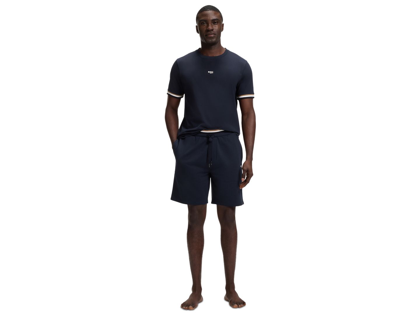 Мужские шорты Hugo Boss Cotton Mid-Rise Iconic, цвет: Тёмный синий — фото 2