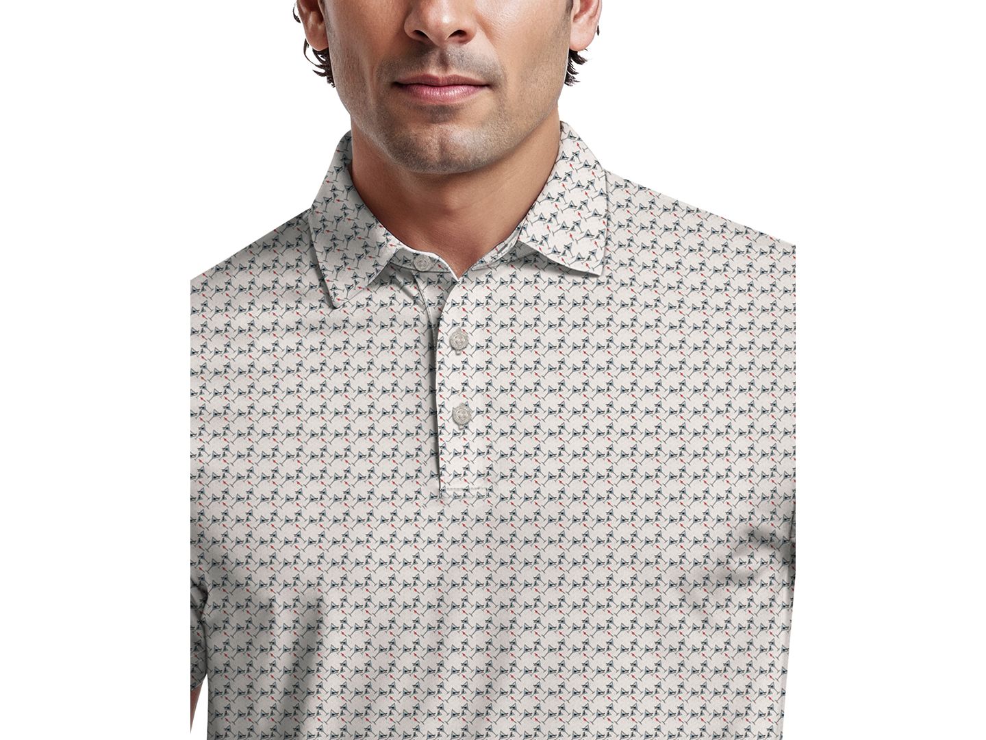 Мужское поло PGA TOUR Geometric Cocktail Print Golf Polo Shirt, цвет: Яркий белый — фото 3