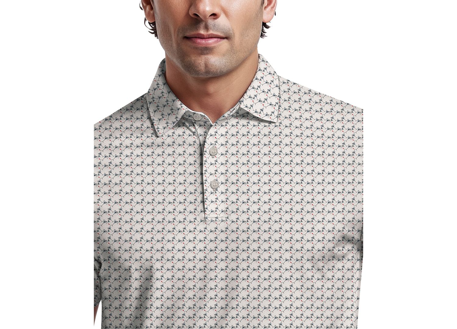 Men's Geometric Cocktail Print Golf Polo Shirt
