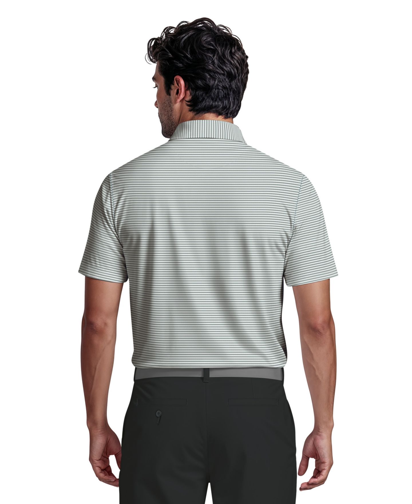 Мужское поло PGA TOUR Feeder Stripe Golf Polo Shirt, цвет: Яркий белый — фото 4