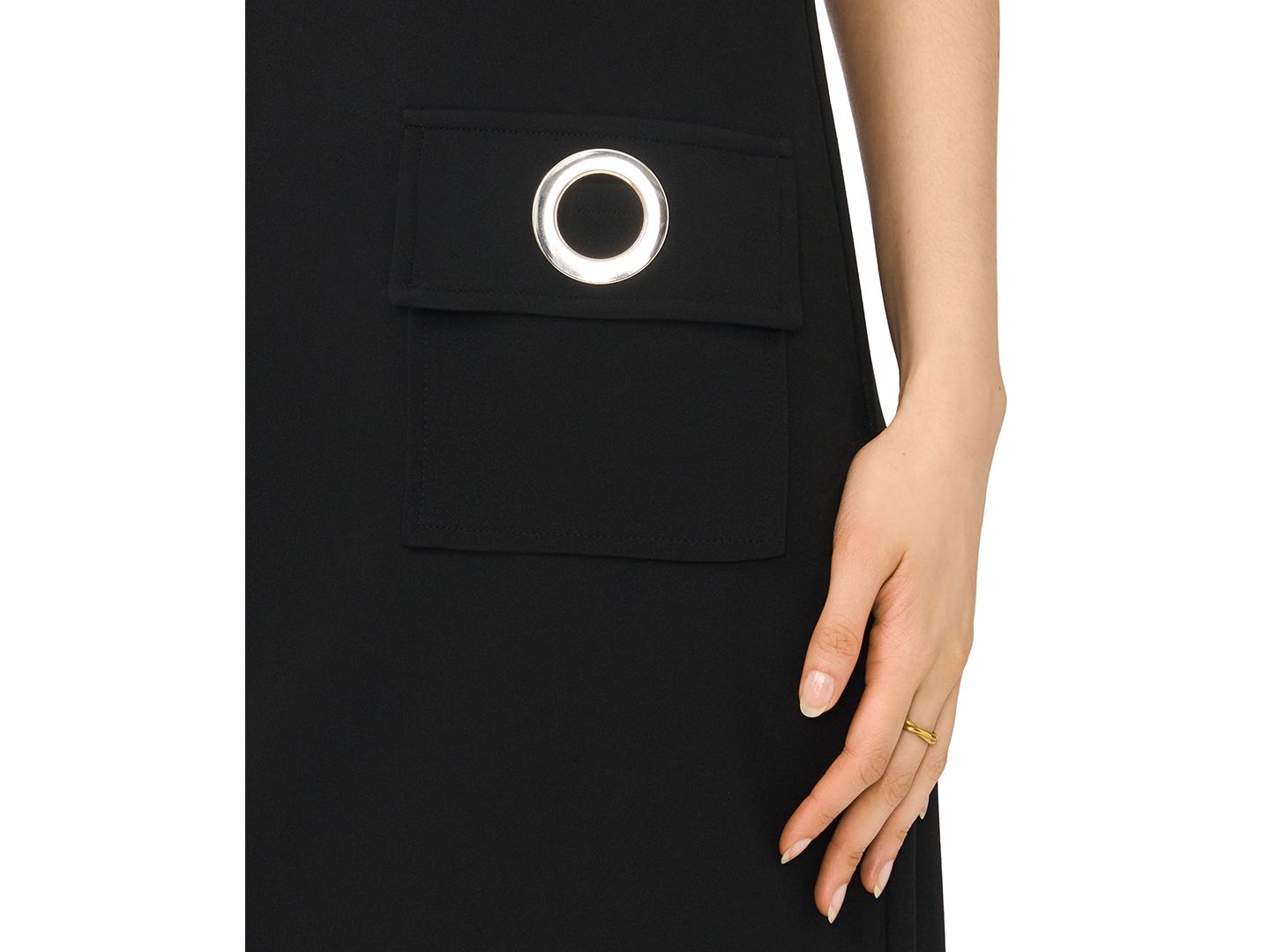 Женское платье MSK Sleeveless Grommet Pocket Shift, цвет: Чёрный — фото 3