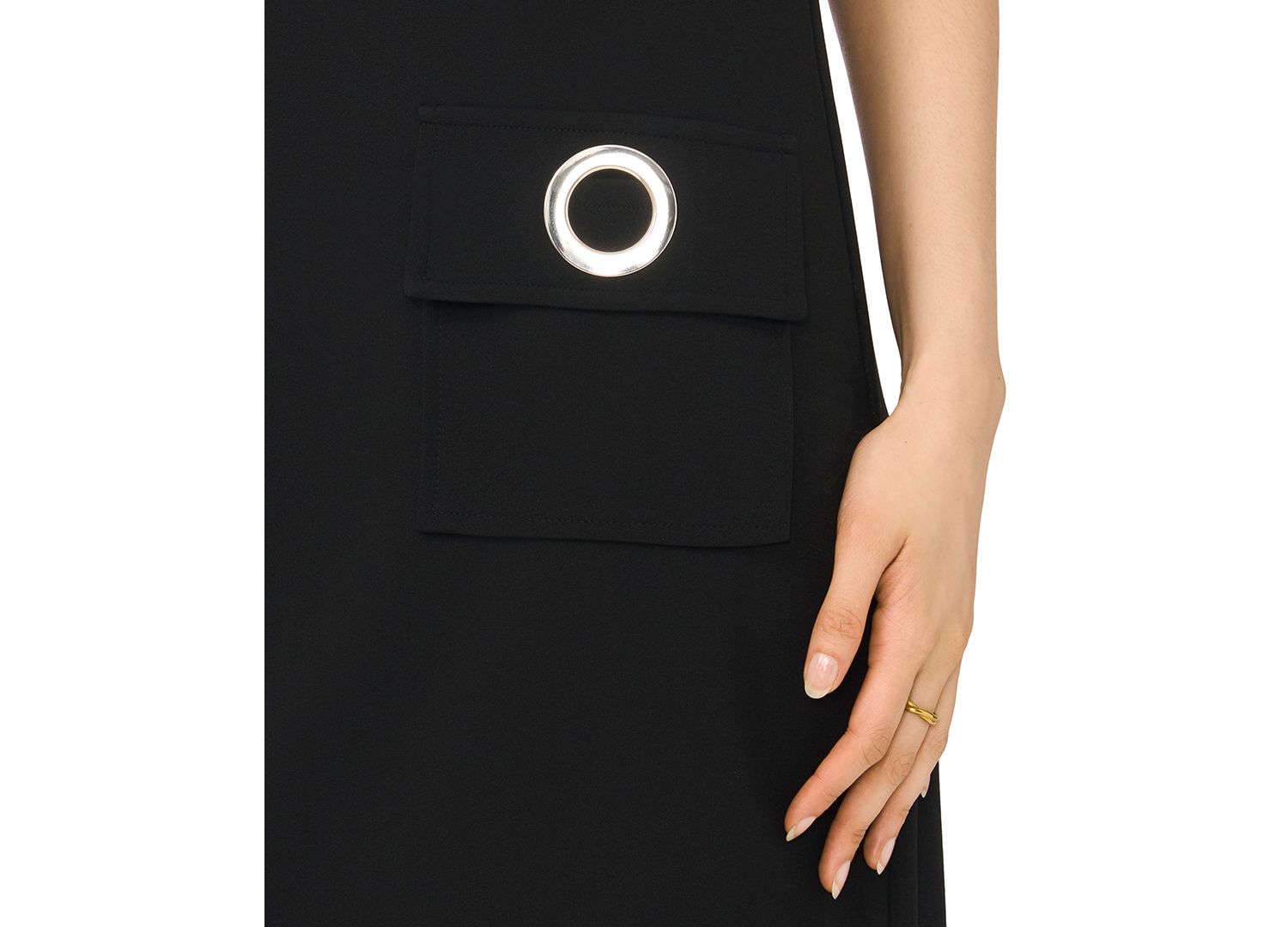 Women's Sleeveless Grommet Pocket Shift Dress