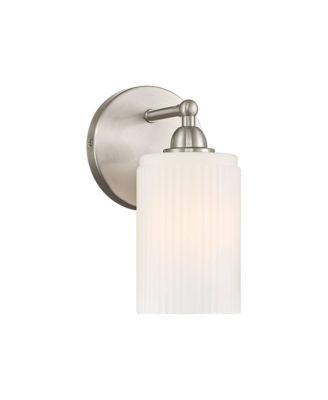 David 9 1/4" High Brtushed Nickel and Fluted Glass Wall Sconce
