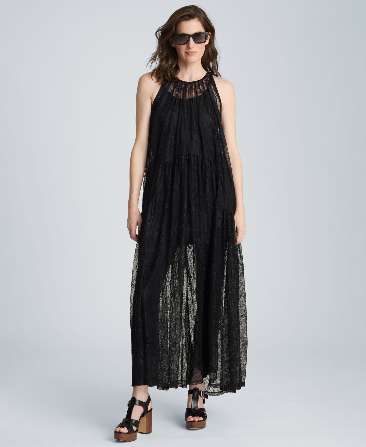 Women's Lace Halter Neck Maxi Dress