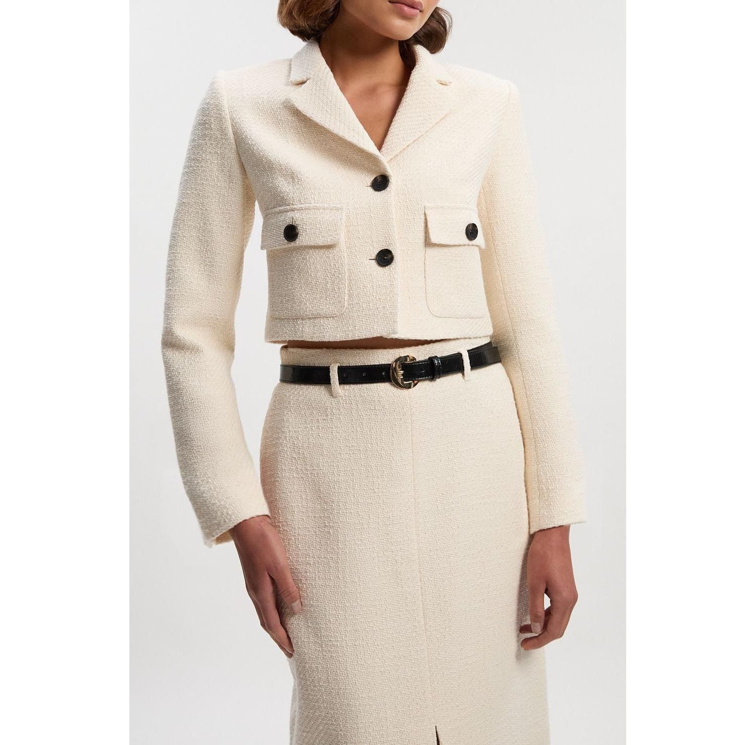 Women's Double Button Tweed Cropped Jacket
