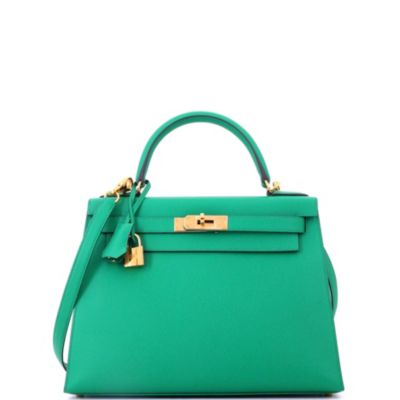 Kelly 28 Handbag Green Epsom with Gold Hardware