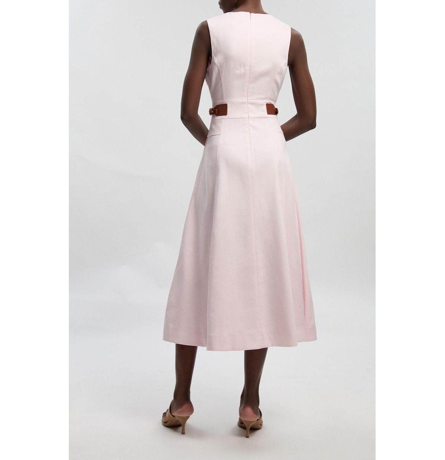 Women's Tailored Linen Full Midi Dress
