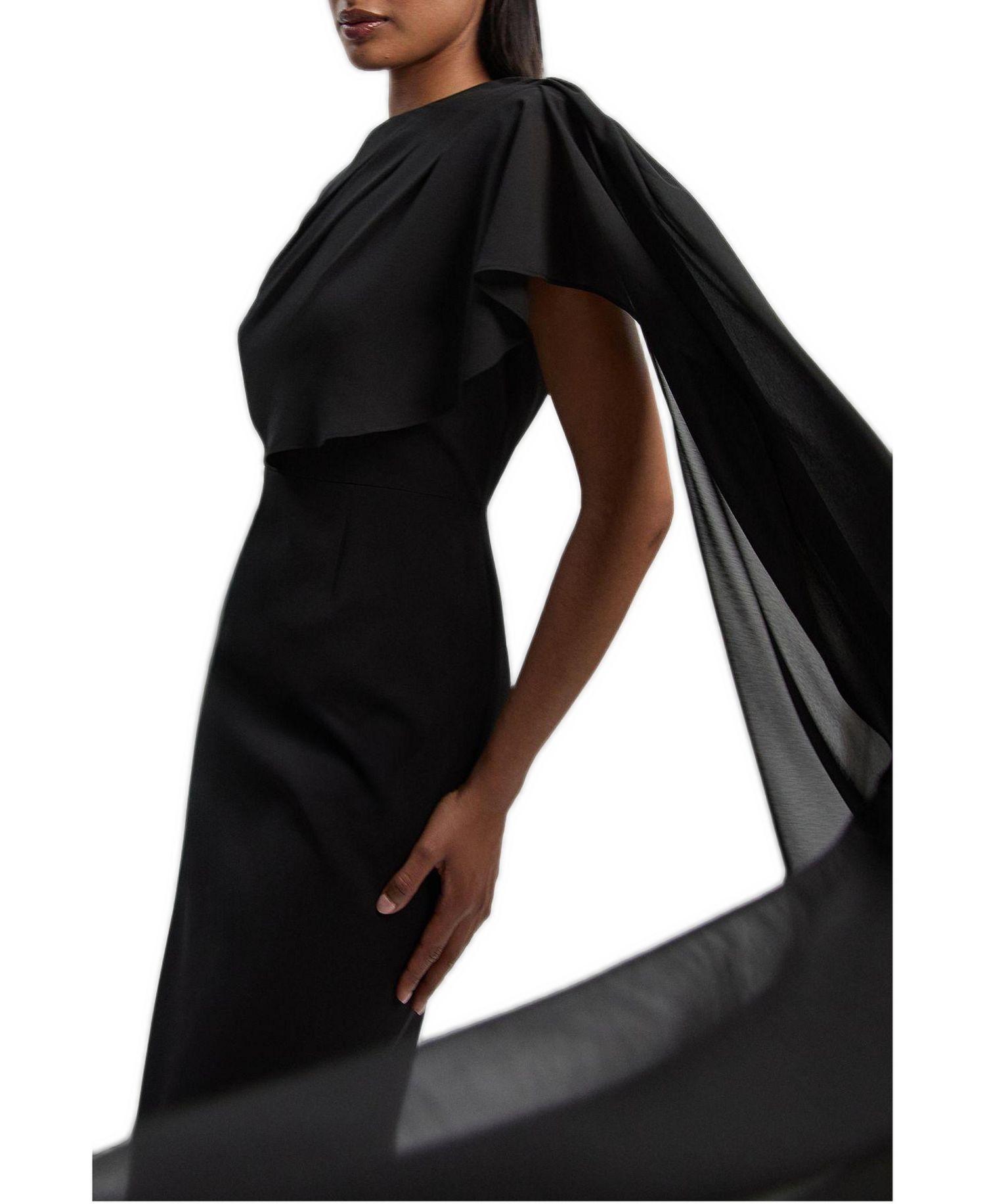 Women's Tailored Cape Drape Maxi Dress