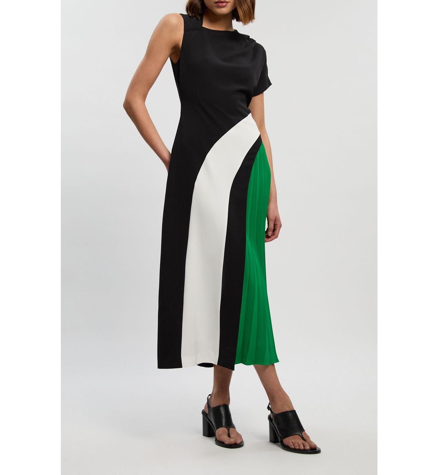 Женское платье Karen Millen Block Pleated Midi, цвет: Mono — фото 5