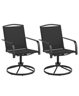 GOUUN - Outdoor 360 Degree Swivel Patio Chairs Set of 2 with High Back, Armrests and Breathable Seats Black