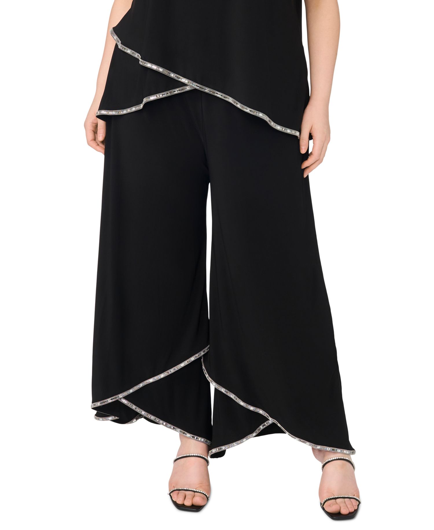 Plus Size Tulip Hem Rhinestone Detailed Pull-On Pants