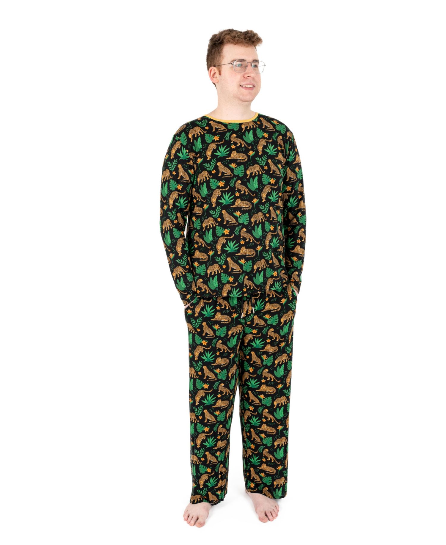 Men's Matching Family Two-Piece Cooling Bamboo Viscose Long Sleeve Pajamas