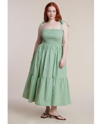 Women's Plus Size Smocked Bodice Maxi Dress