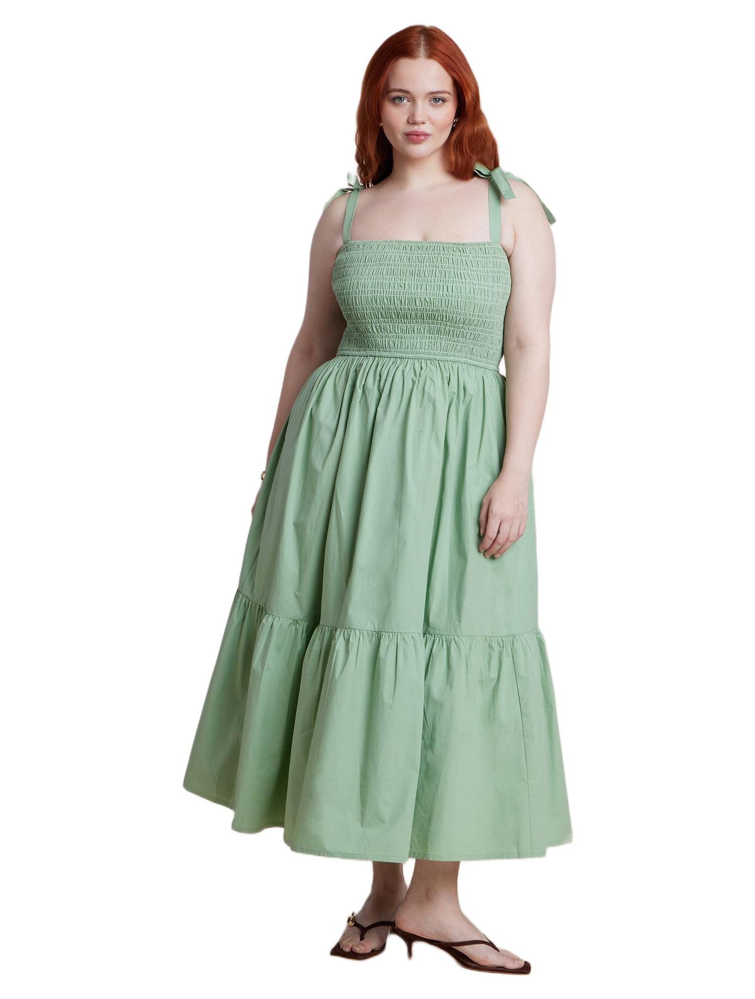 Women's Plus Size Smocked Bodice Maxi Dress