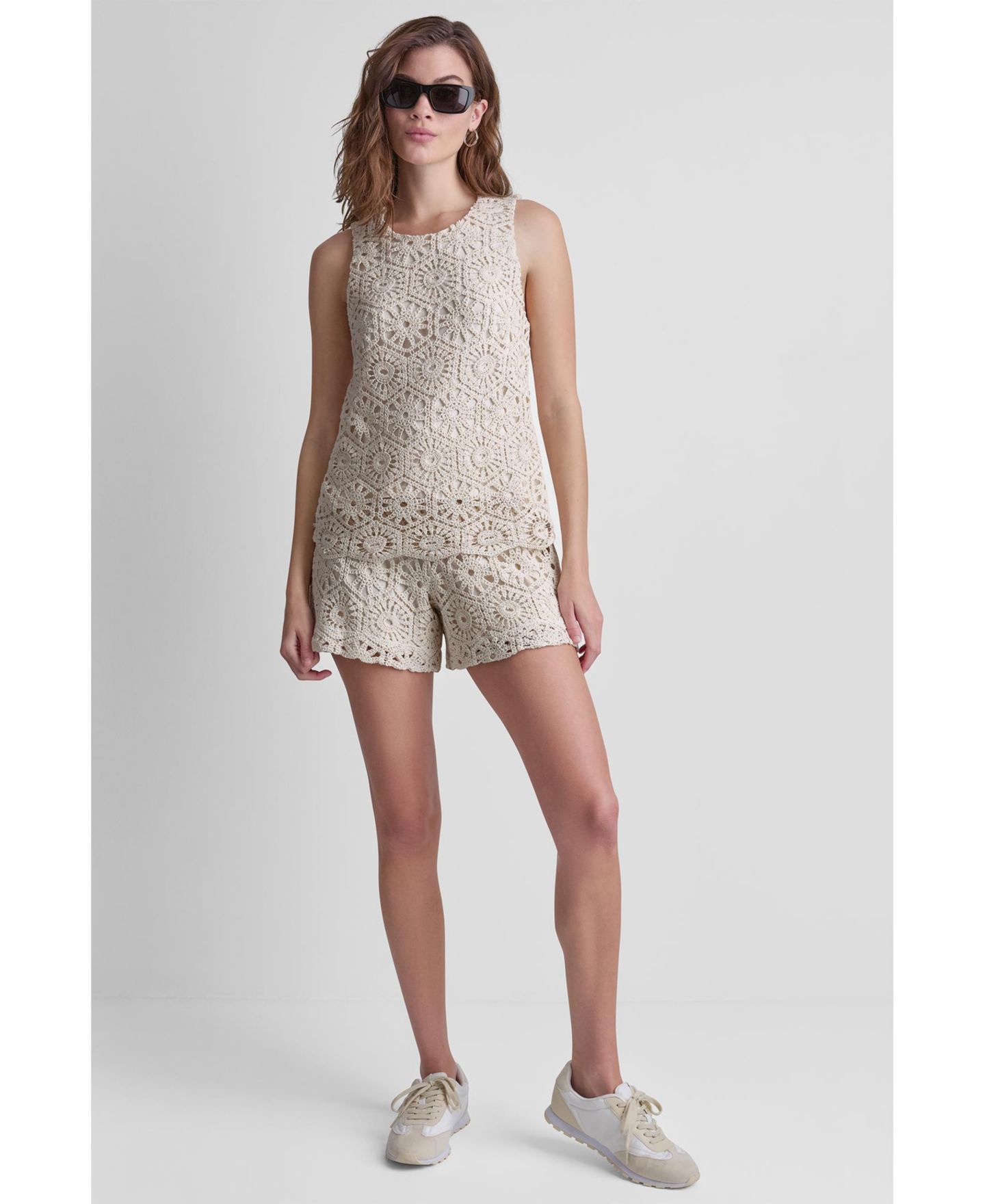 Женские шорты DKNY Jeans High-Rise Crochet, цвет: Натуральный — фото 6