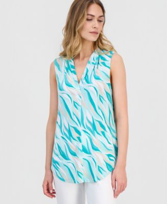Women's Printed Sleeveless V-Neck Knit Top