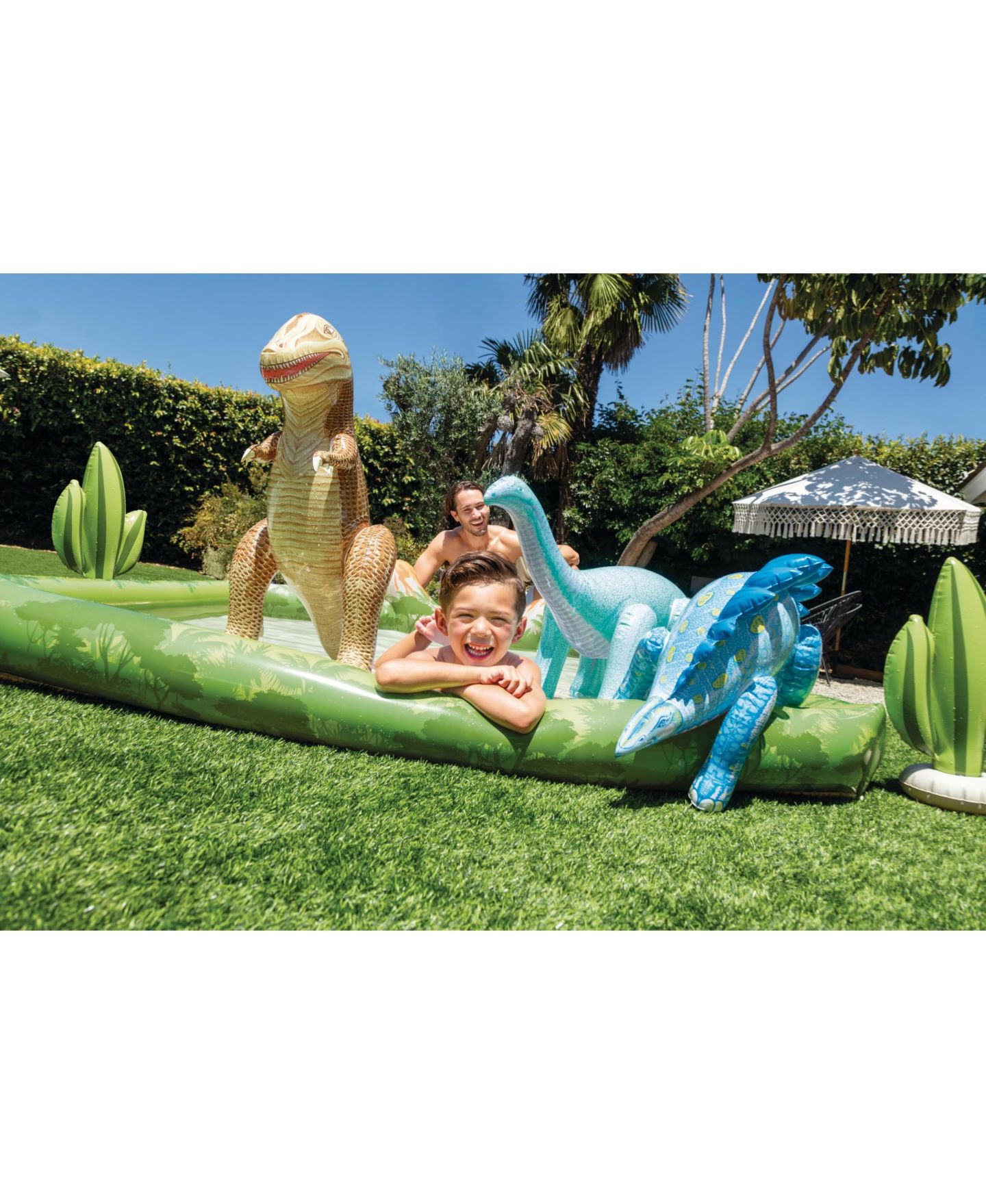 Детские игрушки GNUADZ Jurassic Adventure Inflatable Kiddie Pool Slide Sprayer Dinosaurs, цвет: Разноцветный — фото 3