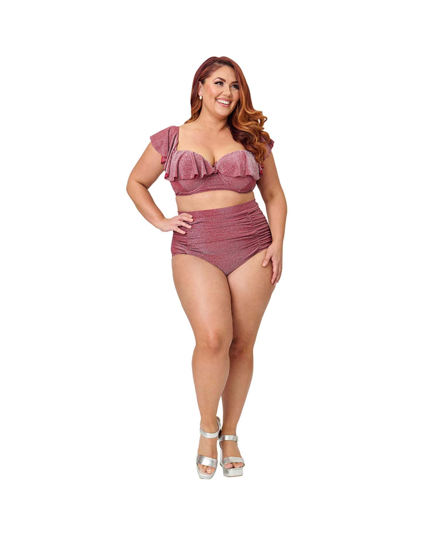 Plus Size Ruffled Cap Sleeve Frida Swim Top