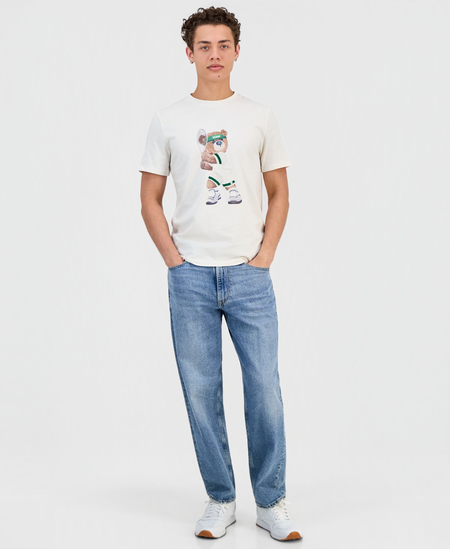 Men's Berry Tennis Bear Graphic T-Shirt