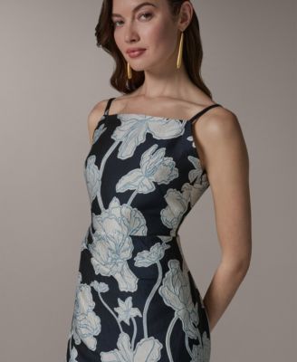 Donna Karan New York Women's Halter Jacquard Sheath Floral Sleeveless Midi  Dress - Macy's