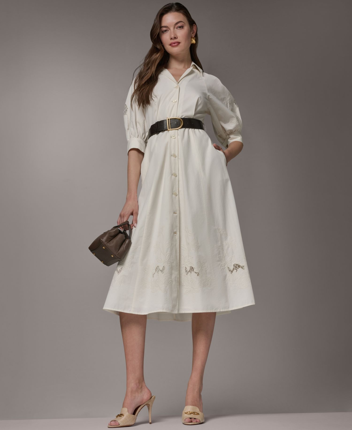 Women's Collared Belted Shirt-Dress