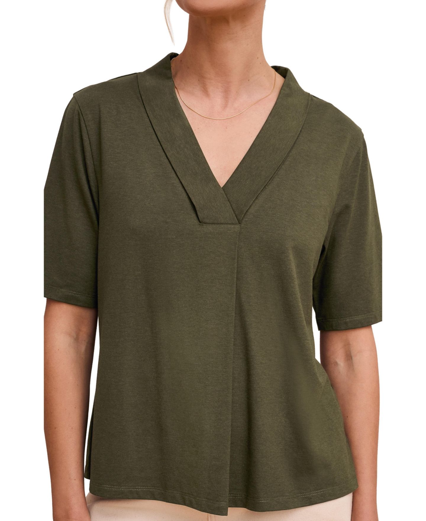 Женская футболка Celtic & Co. Relaxed V Neck, цвет: Тёмный оливковый — фото 2
