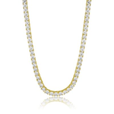 Elegant Round 4mm Brilliant Cubic Zirconia Tennis Necklace.