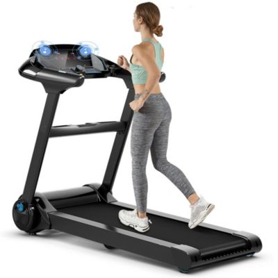 Black Folding Treadmill with Built In Bluetooth Speaker