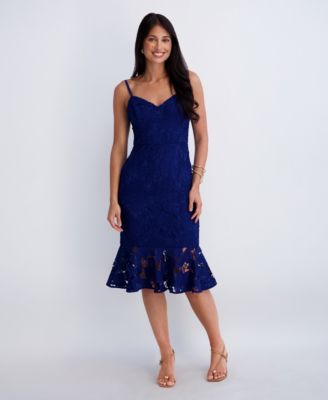Women's Lace Flounce Sweetheart Neck Dress