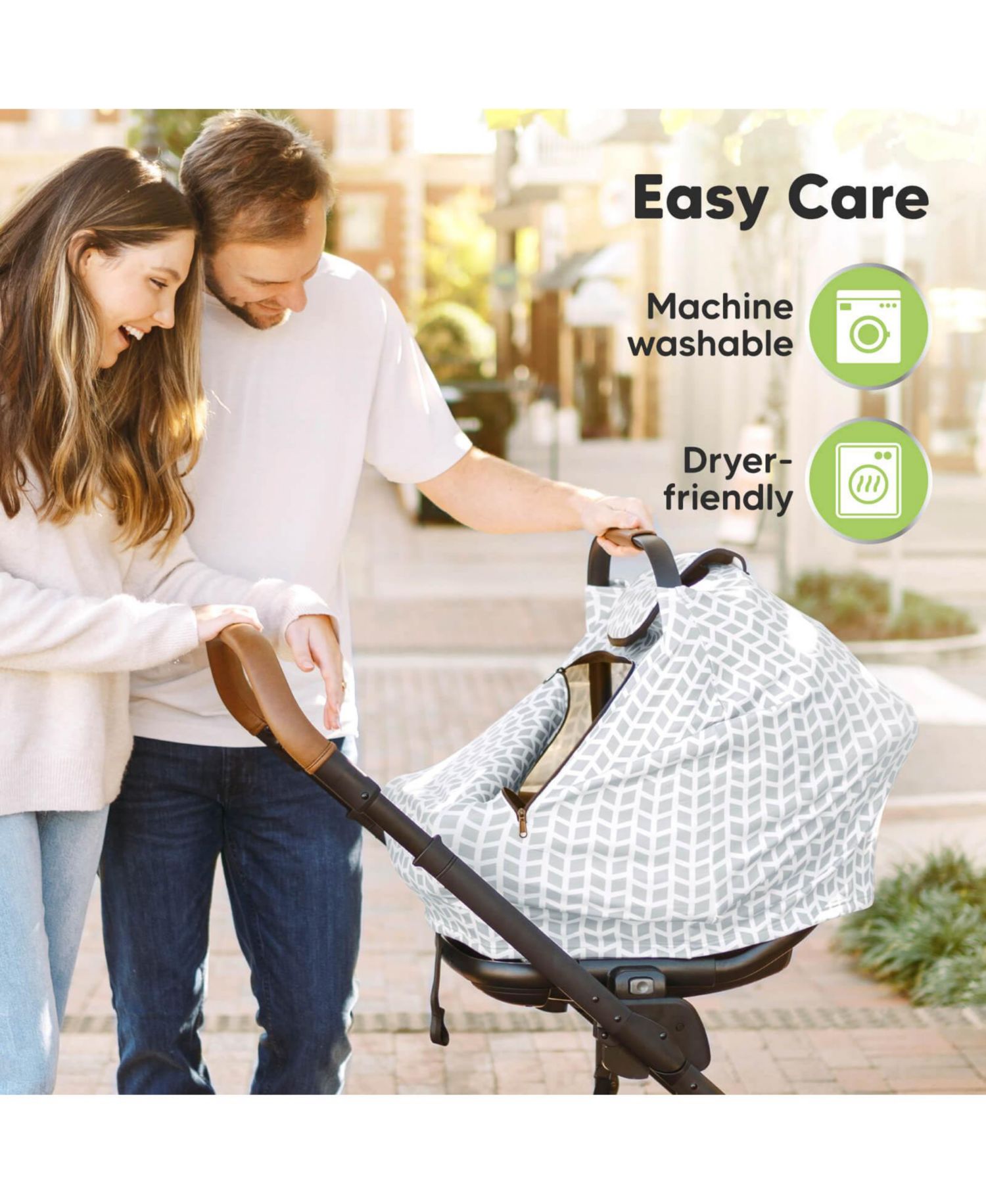 Warmzy Baby Car Seat Cover, Universal Stretch Fit Infant Carseat Covers for Babies, Winter Carseat Canopy