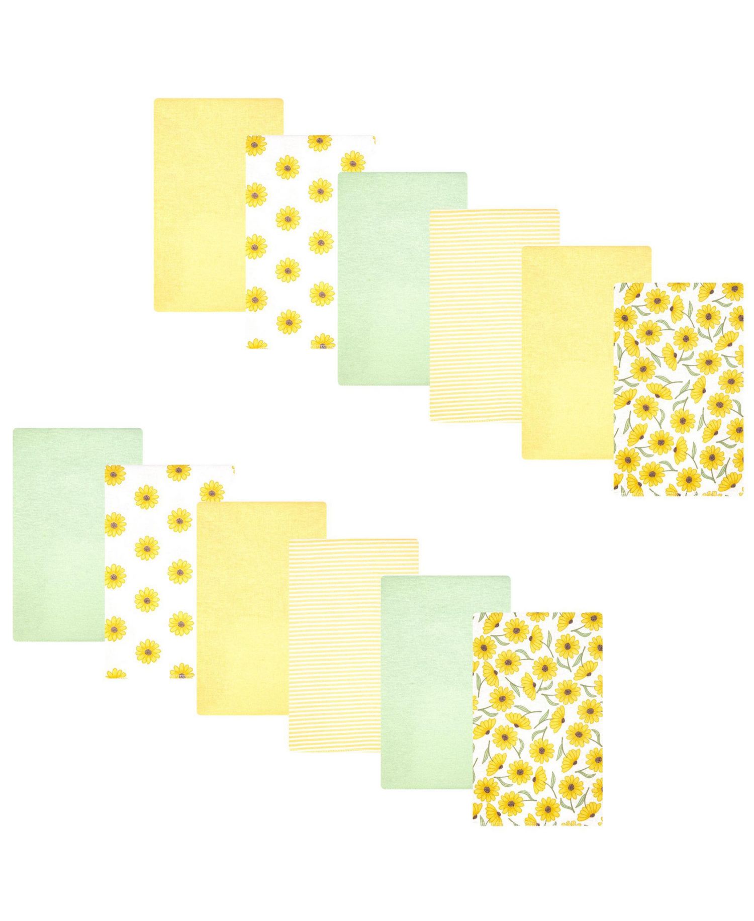 Girl Cotton Poly Flannel Burp Cloths Bundle, Yellow Daisy, One Size