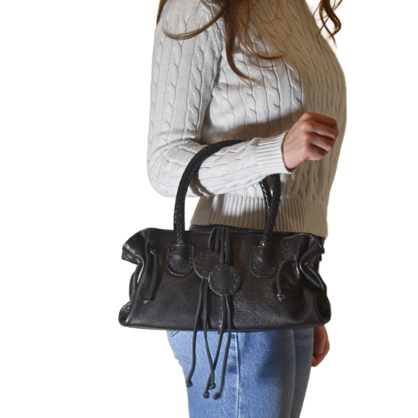Женская сумка Carlos Falchi Mini Satchel Leather, цвет: Чёрный — фото 6