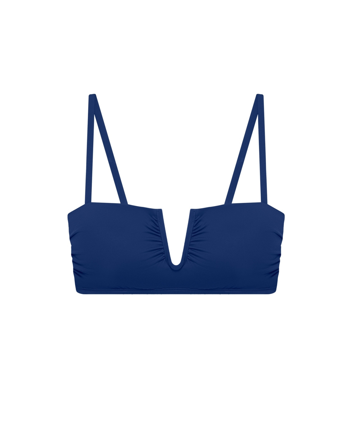 Lauren Ralph Lauren Women's Blue Saturn Shirred Underwire Bralette Swimsuit Top