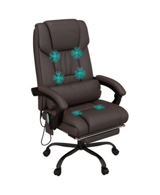 High Back Massage Office Chair with 6 Vibration Points PU Leather Reclining