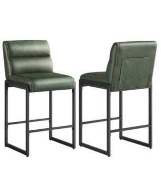 Modern Bar Stools Set of 2 Counter Height with Back Support