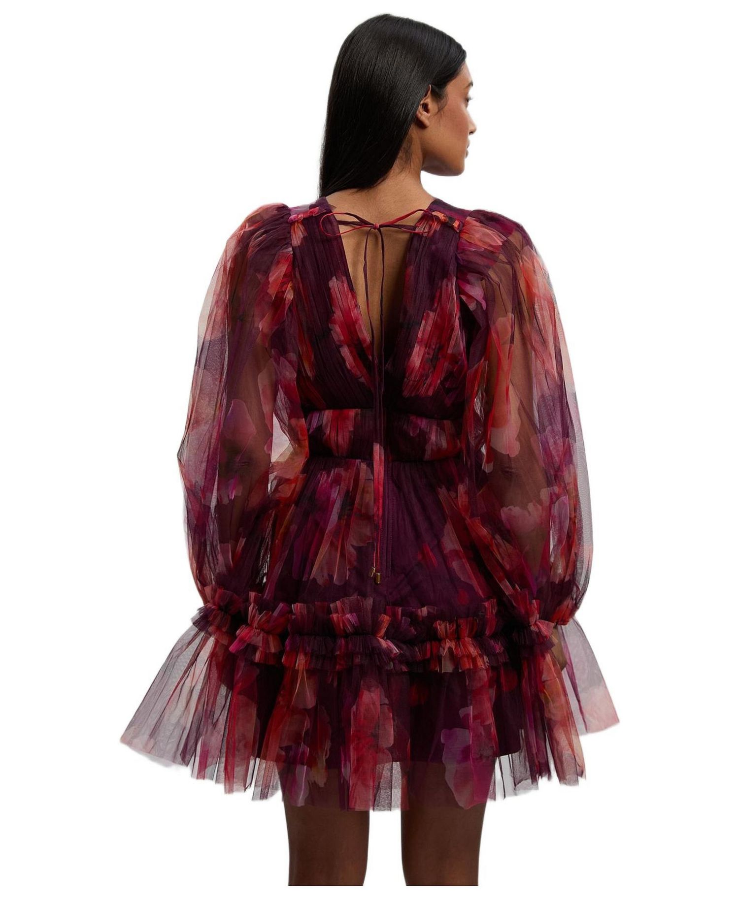 Women's Tulle Balloon Sleeve Mini Dress