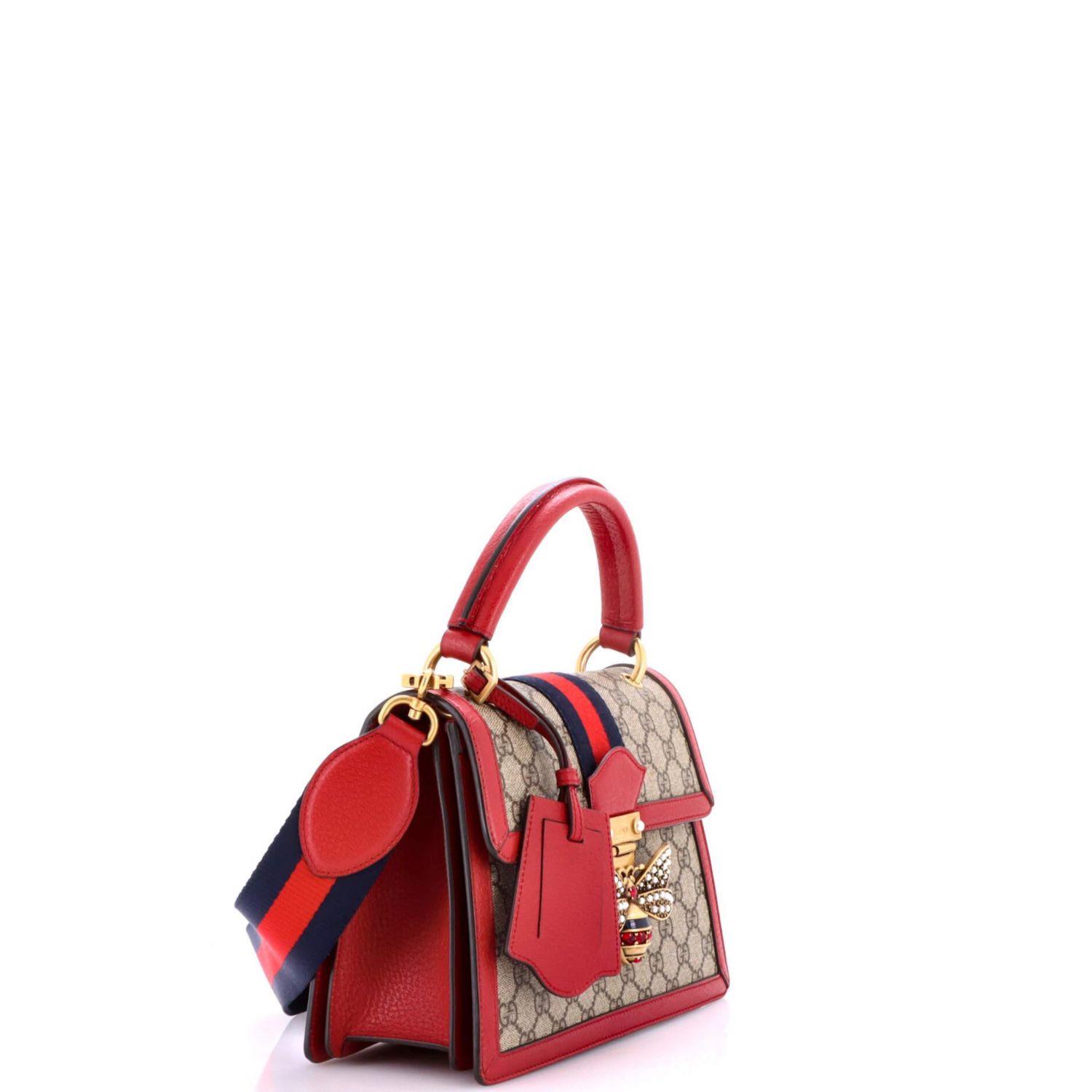 Small Queen Margaret Top Handle Bag GG Coated Canvas with Leather