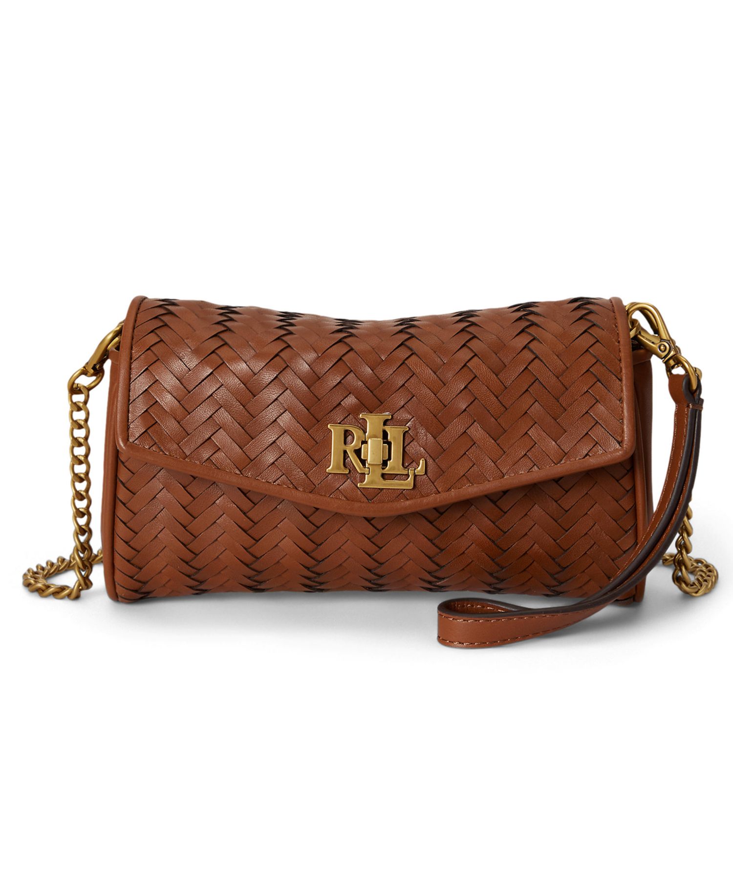 Turn-Lock Woven Leather Wristlet