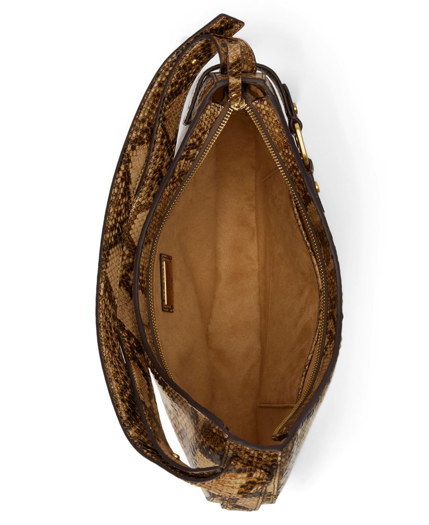 Женская сумка Lauren Ralph Lauren Tasha Embossed Leather Medium Shoulder, цвет: Рыжевато-коричневый разноцветный — фото 5
