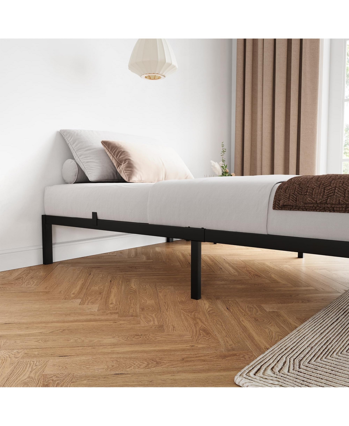 Homfan Metal Platform Bed Frame with Steel Slats