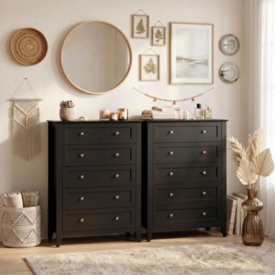nice black mini dress Kendall 5-Drawer Chest Black and Gold