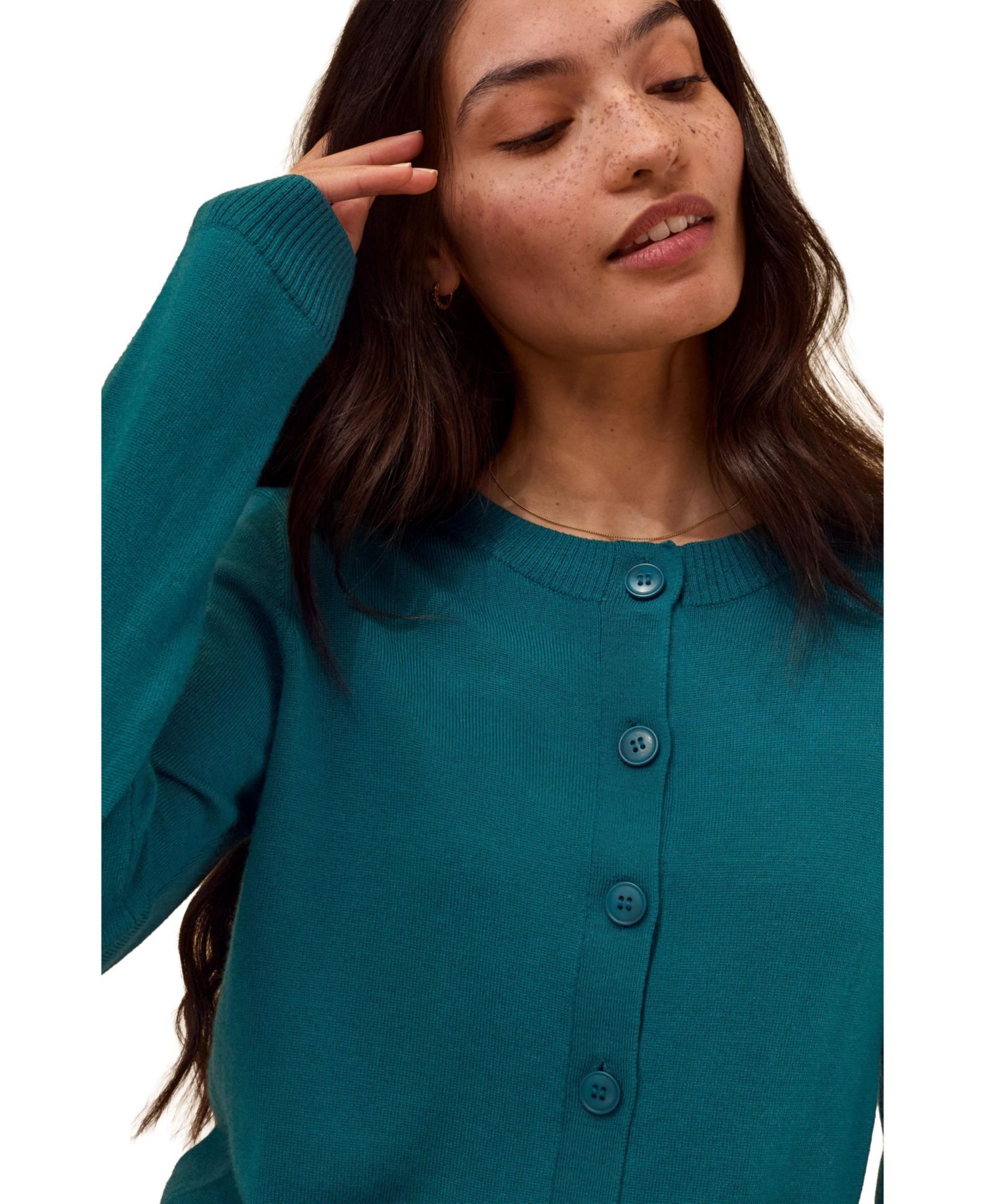 Women's Fine Knit Merino Crew Neck Cardigan