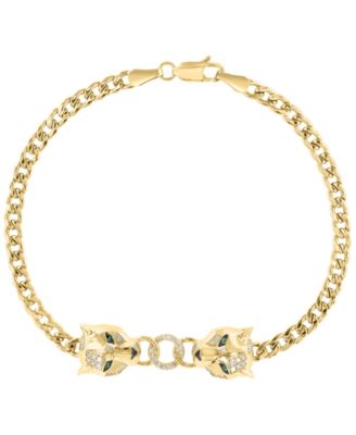 Diamond (1/6 ct. t.w.) and Tsavorite Accent (1/20 ct. t.w.) Bracelet in 14k Yellow Gold