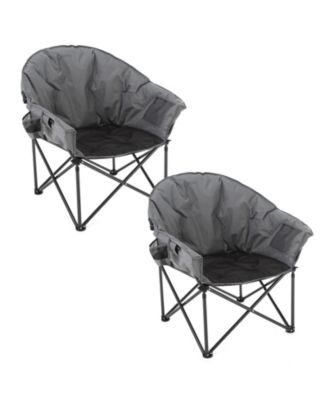2-Pack Oversized Heavy-Duty Club Folding Padded Moon Camping Chair with Cup Holder and Carrying Bag, Supports 330 lbs