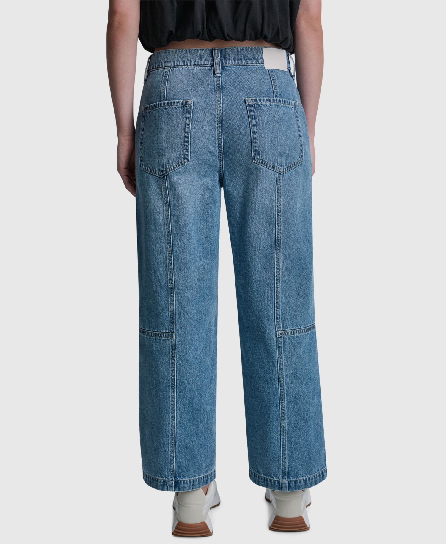 Women's High-Rise Ankle Wide-Leg Utility Cotton Jeans